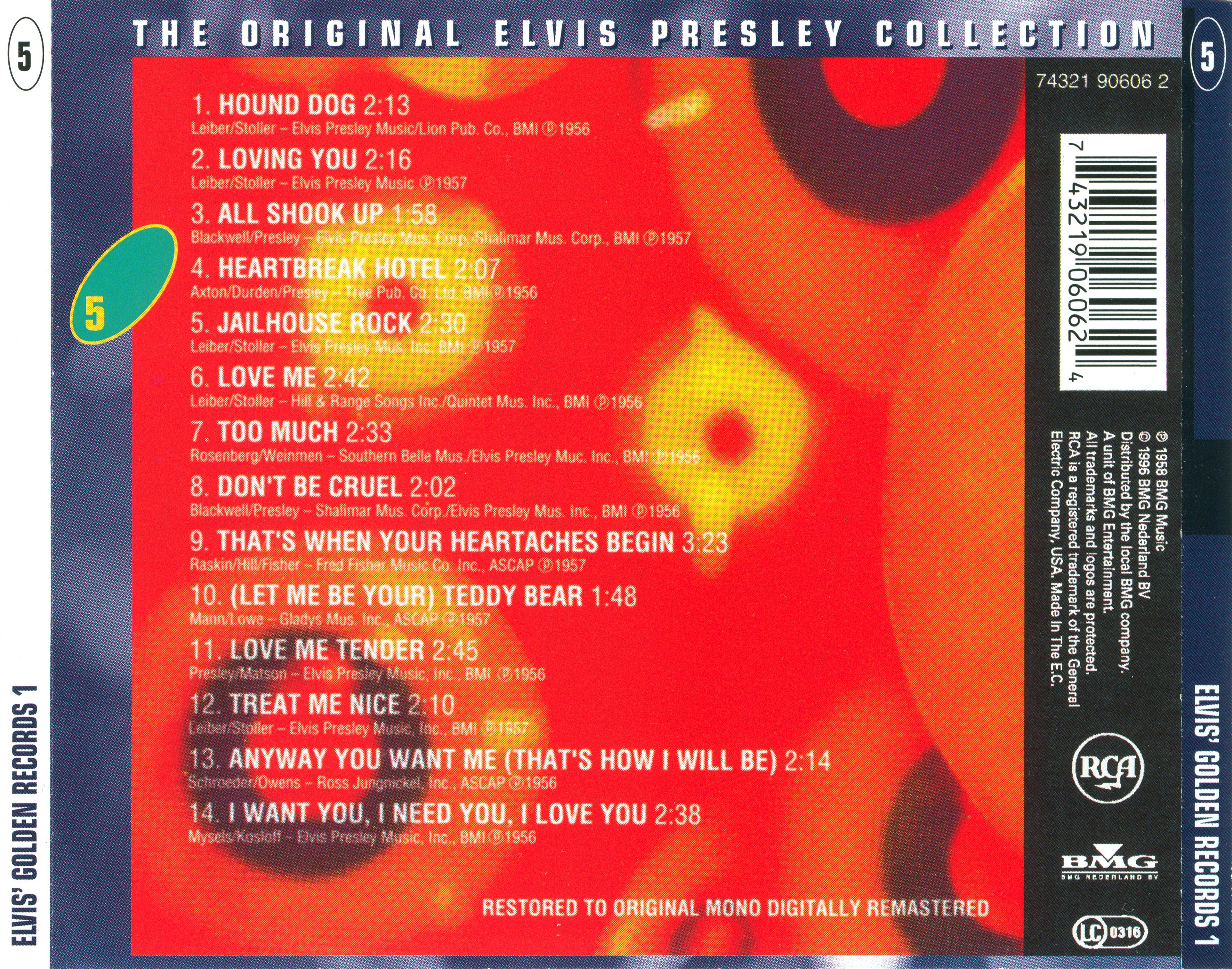 Elvis Presley  The Original Elvis Presley Collection 05; Elvis Golden Records 1 : Back